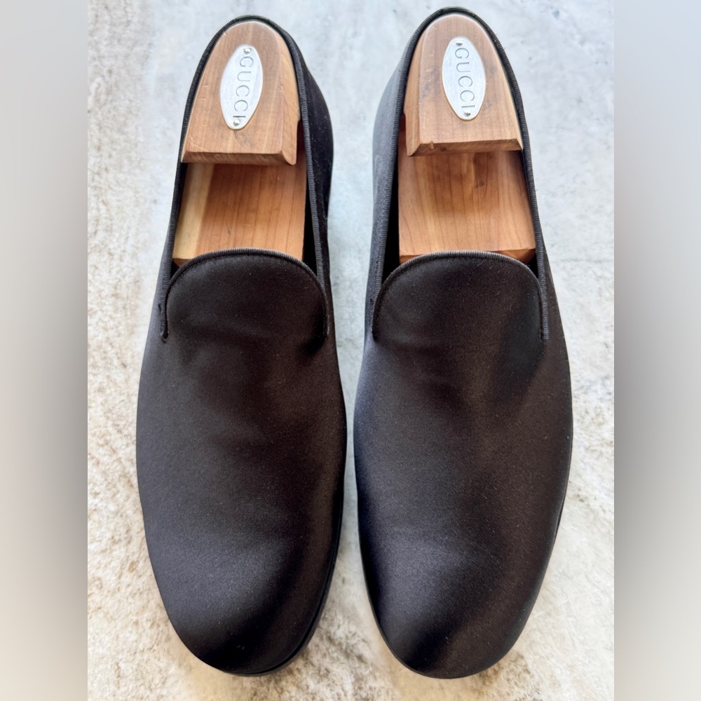 GUCCI Satin Formal Tuxedo Shoe Slippers Loafers 7.5/US Sz 8 Slip On Wootton $900